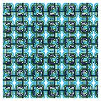A vibrant geometric pattern featuring intertwining shapes in blue, green, and black, creating a dynamic, multi-layered design. vector