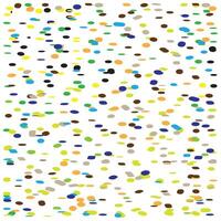 Colorful abstract dots in various sizes and hues scattered across a white background, creating a playful and vibrant pattern. vector