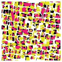 Abstract pattern of irregular shapes in bright pink, neon yellow, and black on a white background, creating a vibrant visual texture. vector