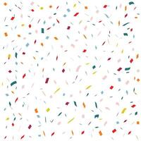 Colorful confetti in various shapes and sizes scattered across a white background, creating a festive and cheerful pattern. vector