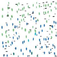A colorful abstract pattern featuring green, blue, and black shapes scattered across a white background, resembling pebbles or leaves. vector
