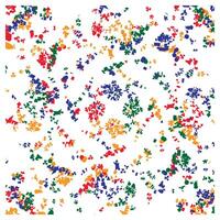 A vibrant abstract pattern featuring scattered colorful shapes in red, blue, green, purple, and orange against a white background. vector