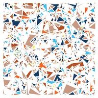 An abstract collage of colorful geometric shapes, including triangles in shades of blue, orange, brown, and white, layered on a light background. vector