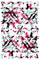 Colorful abstract pattern featuring overlapping shapes in black, pink, and mint green against a white background. vector