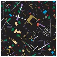 An abstract pattern of colorful geometric shapes on a dark background, creating a dynamic visual texture. vector