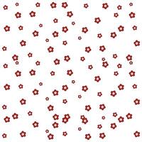 A pattern of red flowers with light centers scattered on a white background, creating a vibrant and cheerful design. vector