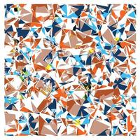 An abstract composition featuring a chaotic arrangement of colorful triangular shapes in orange, blue, brown, and white. vector