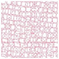 An abstract illustration featuring a grid of irregular, outlined shapes in pink on a white background, resembling a textured wall. vector