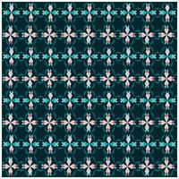 A vibrant geometric pattern with a dark background, featuring colorful star-like shapes in turquoise, red, and pink arranged in a grid. vector