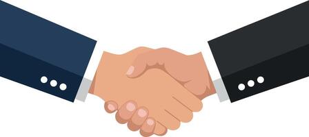 Two hands shaking in a professional setting, minimal flat design illustration vector