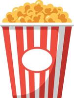 Popcorn in a red and white striped container featuring a minimalistic design in art vector
