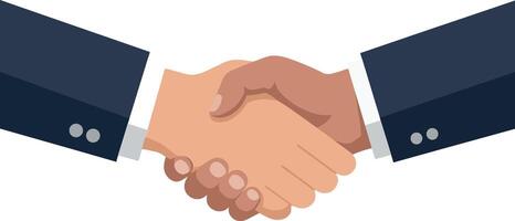 Two hands shaking in a professional setting, flat design illustration vector