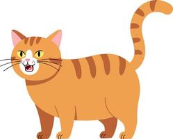 Playful orange tabby cat with cheerful expression in minimal illustration vector