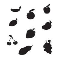 set of fruit silhouette design. fresh healthy food. vector