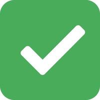 Green checkmark symbol in a flat design style representing approval and success in art vector