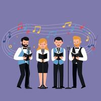 Group of singers performing together in a flat, colorful style illustration vector
