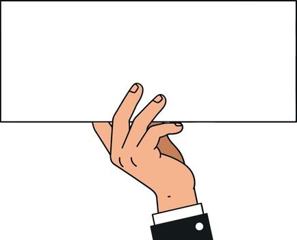 A hand holding a blank sign in a minimal flat design illustration showcasing expression and communication concepts vector