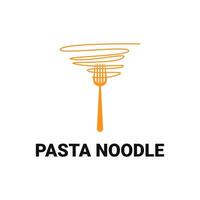 pasta noodle logo design concept idea with fork vector
