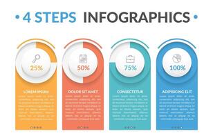 Infographic template with four progress indicators vector