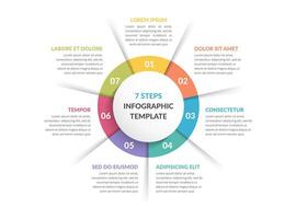 Circle infographic template with seven steps or options, process chart vector