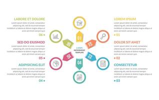 Circle infographic template with six steps or options vector
