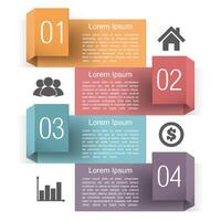 Infographics design template with four origami banners with place for text, numbers and icons vector