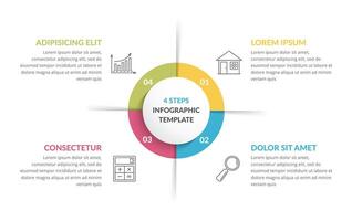 Circle diagran template with four steps or options vector