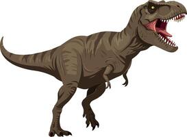 Fierce Tyrannosaurus Rex in dynamic pose showcasing detailed flat design art vector