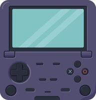 Retro handheld gaming console in flat design with buttons and screen for art vector