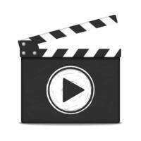 Open clapper board with play button vector