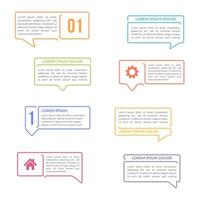Flat line colored speech bubbles with place for text and titles or icons, user interface elements set vector