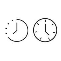 Set of clock icons. icon for time, with a watch icon, white background, Set the clock line icon and time data. Isolated against a background vector