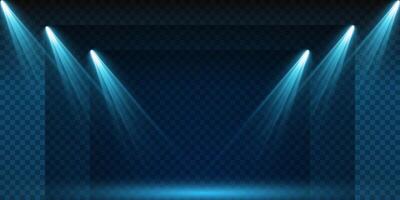Stage with spotlight lights on a blue background vector