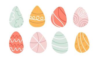 Set of Decorated Easter Eggs. Cartoon eggs with abstract print. illustration on white background vector