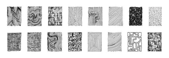 Abstract pencil doodle texture overlay. Grunge pen scribble background template set. vector