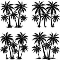 image features four distinct silhouettes of palm trees, perfect for various graphic design projects. vector