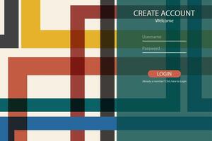 Account sign up and password page. Login ui ux design concept illustration. Bauhaus landing page template vector