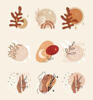 Set of hand drawn various shapes and doodle objects. Abstract contemporary nature collection vector