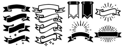 An illustration of vintage ribbon banner element. Title and text template banner. Hand drawing. vector
