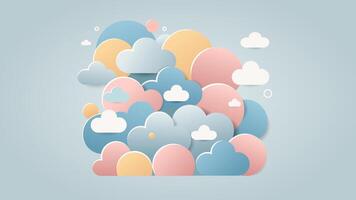 Soft Pastel Cloudscape with Dreamy Layers and Floating Elements vector