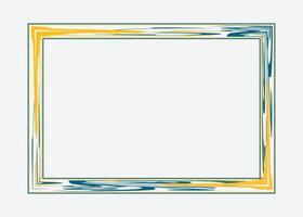Certificate border template or photo frame design with blue and yellow color vector