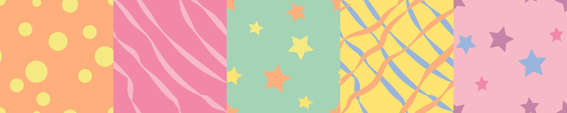 colorful children hand drawn seamless patterns Dots