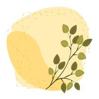 Painted background with plant elements and spots. Botanical fine art with branches and leaves. design. Creative frame with space for text for invitations, banners, web pages vector