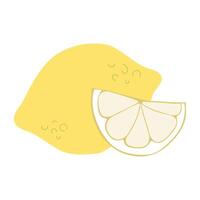 . Fresh lemon with a slice cut off vector