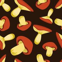 Seamless pattern with hand drawn mushrooms on white background. vector