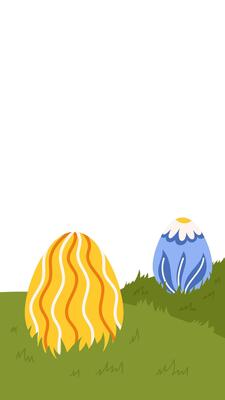 Easter egg hunt grass field background greeting card template vertical banner social media story