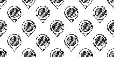 A seamless black-and-white pattern featuring striped hand-drawn location pins, ideal for navigation, mapping, and modern designs. vector