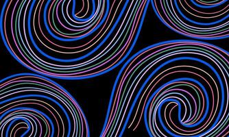 colorful line abstract curve swirl black background. spiral lines pattern. vector