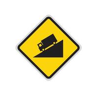 Steep downhill road sign symbol on white background vector