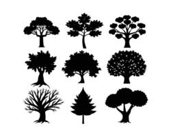 tree bundle set silhouette design vector